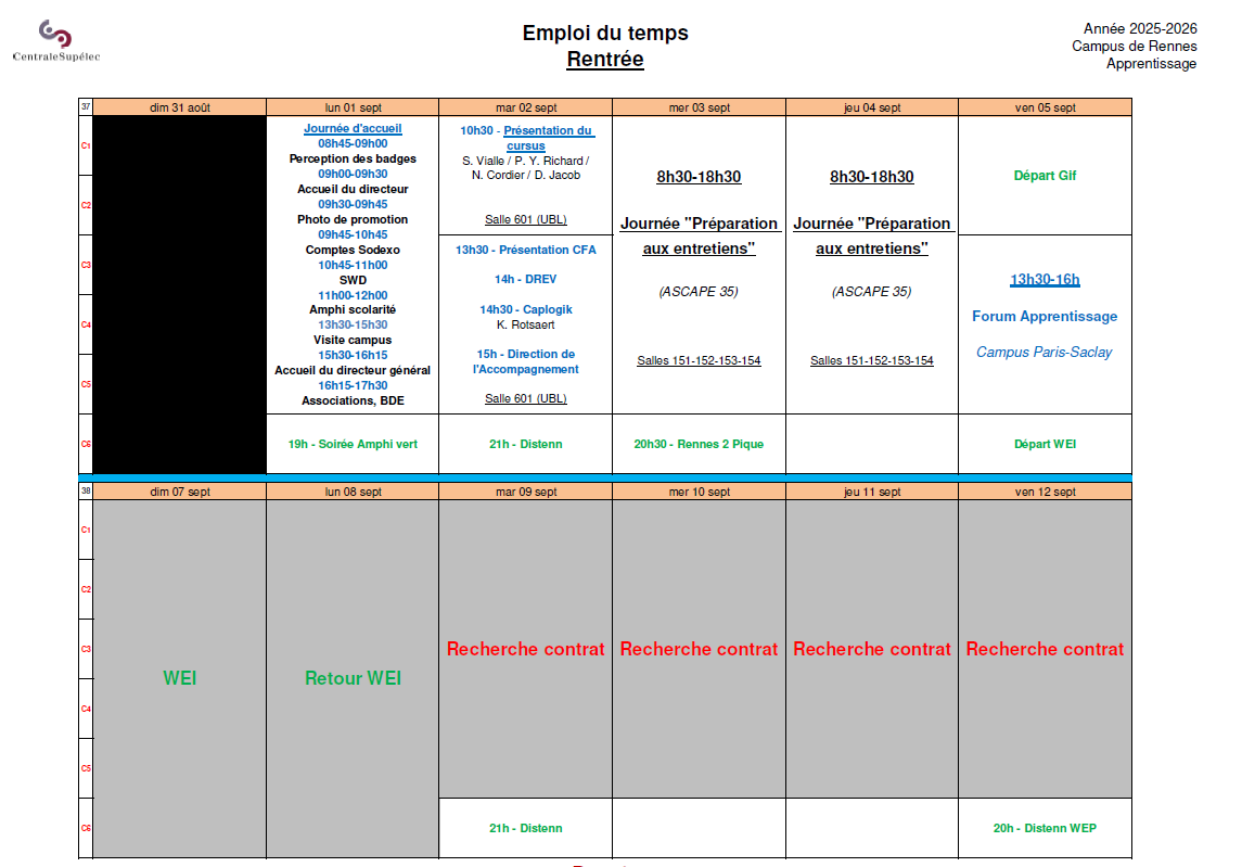 edt 1A APP rennes